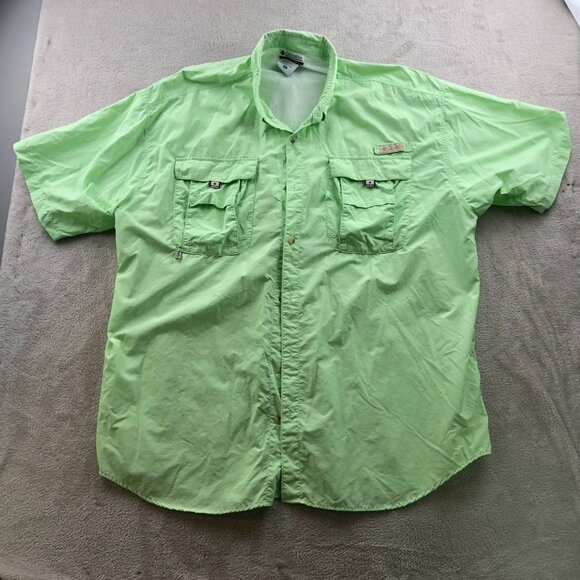 Columbia Mens PFG Fishing Shirt Size XXL Outdoors Activewear Green Short Sleeve - Picture 16 of 16